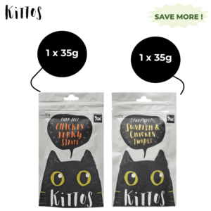 Kittos Purr Fect Sunfish Chicken and Twirls and Chicken Jerky Strips Cat Treats Combo - 2x35g