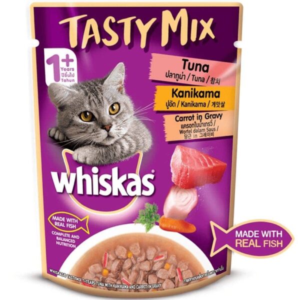 Whiskas Tuna with Kanikama And Carrot in Gravy Tasty Mix Adult Cat Wet Food - 14x70g