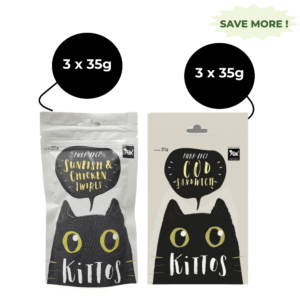 Kittos Purr Fect Sunfish Chicken and Twirls and Cod Sandwich Cat Treat Combo (3+3) - 6x35g