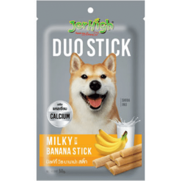 JerHigh Milky With Banana Duo Stick Dog Treats - 50g