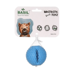 Basil Treat Dispensing Solid Chew Ball Toy for Dogs - Blue