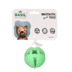 Basil Treat Dispensing Solid Chew Ball Toy for Dogs (Green) - 6cm