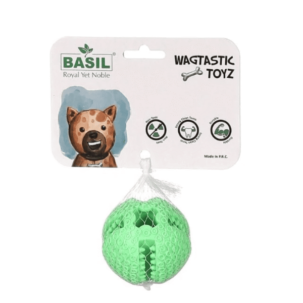 Basil Treat Dispensing Solid Chew Ball Toy for Dogs (Green) - 6cm