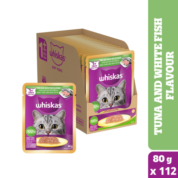 Whiskas Tuna & White Fish Adult (1+ Years) Cat Wet Food - 28x80g