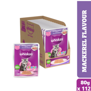 Whiskas Junior Mackerel Flavour Kitten (2 -12 months) Cat Wet Food - 112x80g