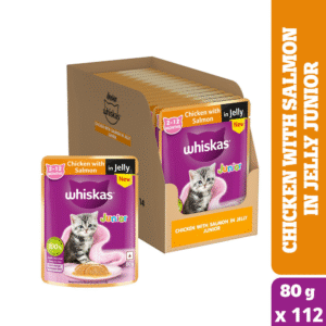 Whiskas Chicken with Salmon in Jelly Kitten (2 -12 Months) Cat Wet Food - 112x80g