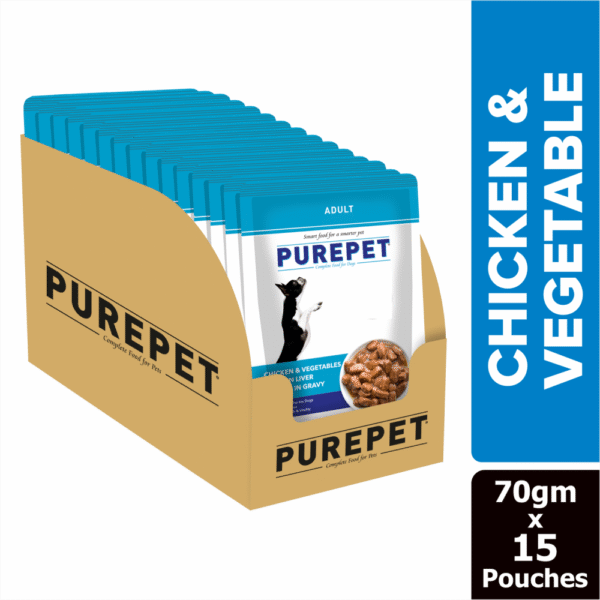 Purepet Chicken & Vegetable Chunks in Gravy Adult Dog Wet Food - 24x70g
