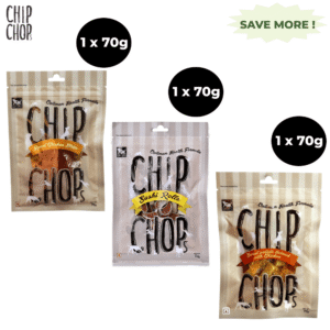 Chip Chops Sushi Rolls, Roast Chicken Strips and Biscuit Twined with Chicken Dog Treats Combo (3 x 70g) - 3x70g