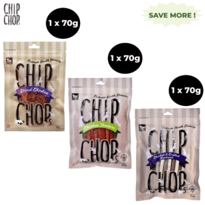 Chip Chops Diced Chicken, Chicken and Codfish Sandwich and Chicken Tenders Dog Treats Combo (Pack of 3) - Pack of 3