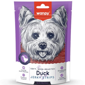 Wanpy Oven Roasted Soft Duck Jerky Strips Dog Treats - 100g
