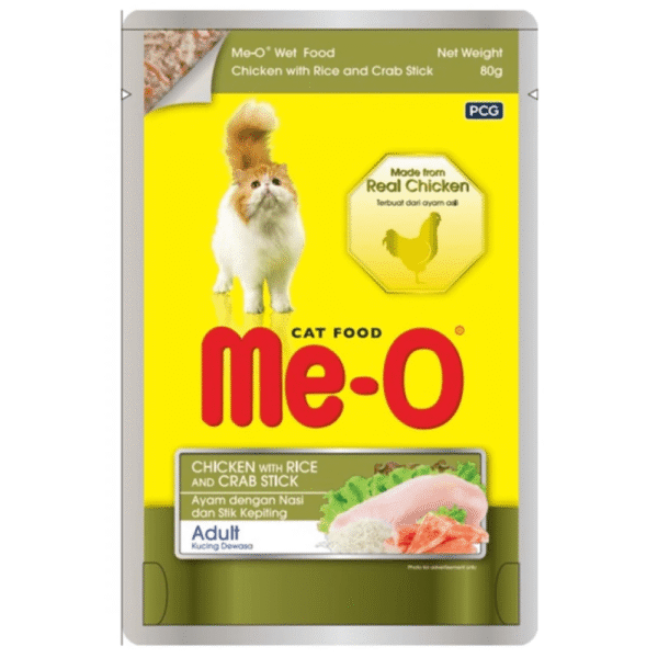 Me O Chicken with Rice & Crab Stick Adult Cat Wet Food - 48x80g