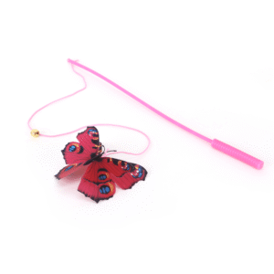 Basil Teaser with Butterfly & Bell Toy for Cats - Pink