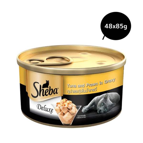 Sheba Tuna Fillet & Whole Prawns in Gravy Premium Cat Wet Food - 48x85g