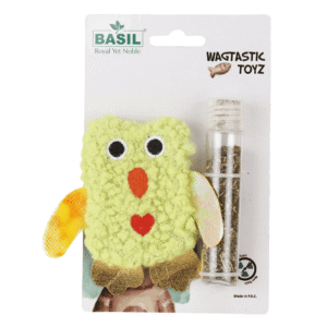 Basil Cotton Plush Cat Toy with Catnip for Cats (Green) - 16x10x2.5cm