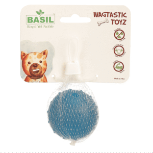 Basil Rubber Ball With Bell Toy for Dogs - Blue