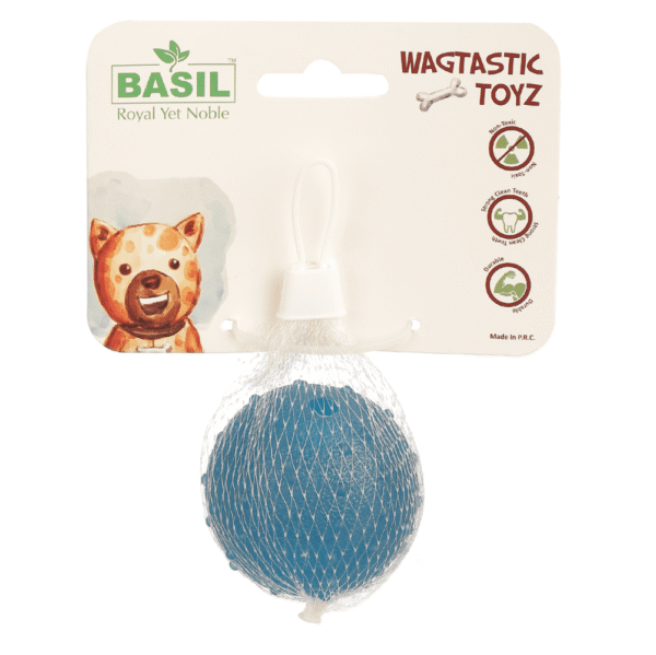 Basil Rubber Ball With Bell Toy for Dogs - Blue
