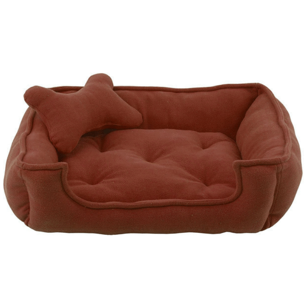 Fluffy's Luxurious Reversible Soft Polyster Filled Bed for Dogs and Cats (Brown) - M