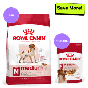 Royal Canin Medium Adult Dog Dry and Wet Food Combo - 4kg(Dry)+10x140g(Wet)