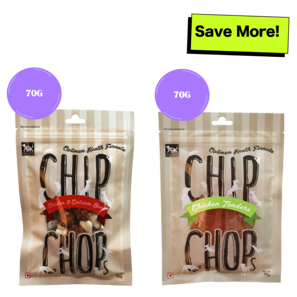 Chip Chops Chicken & Calcium and Chicken Tenders Bone Dog Treats Combo - 70g+70g