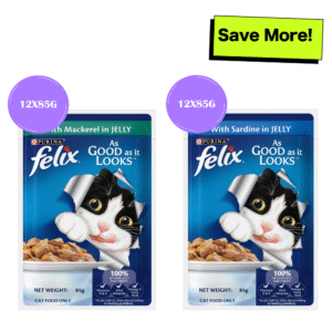 Purina Felix Mackerel with Jelly and Sardine with Jelly Adult Cat Wet Food Combo - 24x85g