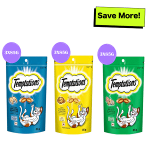 Temptations Tasty Chicken, Savoury Salmon and Seafood Medley Flavour Cat Treats Combo - 9x85g