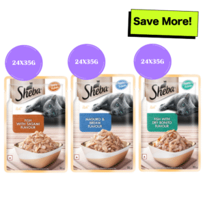 Sheba Fish with Dry Bonito, Maguro & Bream and Fish with Sasami Flake Premium Cat Wet Food Combo - 72x35g