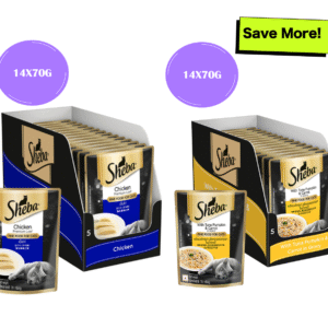 Sheba Chicken Loaf and Tuna Pumpkin & Carrot In Gravy Rich Premium Adult Fine Cat Wet Food Combo - 28x70g