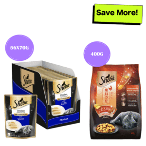 Sheba Chicken Loaf Rich Premium Adult Fine Wet Food and Chicken All Life Stage Cat Dry Food Combo - 112x70g + 400g
