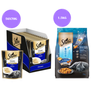 Sheba Chicken Loaf Rich Premium Adult Fine Wet Food and Salmon All Life Stage Cat Dry Food Combo - 112x70g + 1.5kg