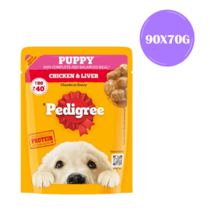 Pedigree Chicken & Liver Chunks in Gravy Puppy Wet Dog Food - 60 x 70g