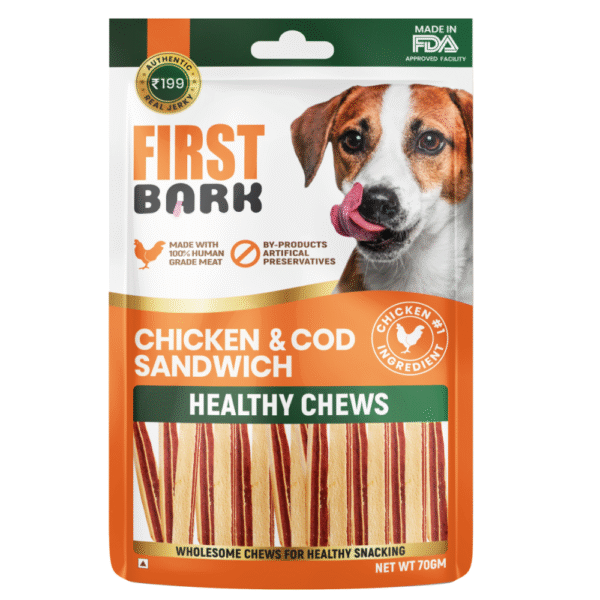 First Bark Chicken & Cod Sandwich Dog Treats - 70g