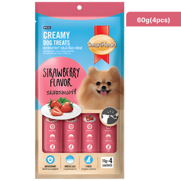 SmartHeart Chicken & Strawberry Dog Creamy Treat - 3x60g(12pcs)