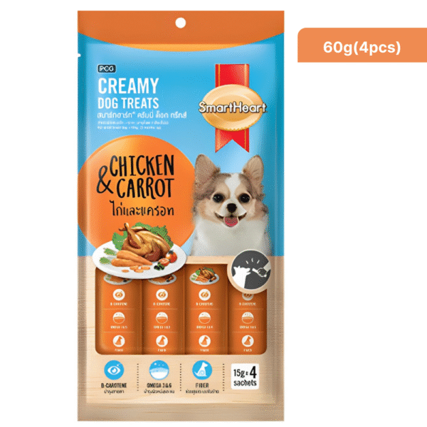 SmartHeart Chicken & Carrot Dog Creamy Treat - 3x60g(8pcs)