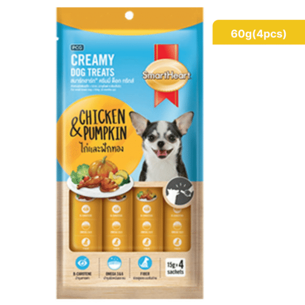 SmartHeart Chicken & Pumpkin Dog Creamy Treat - 3x60g(12pcs)