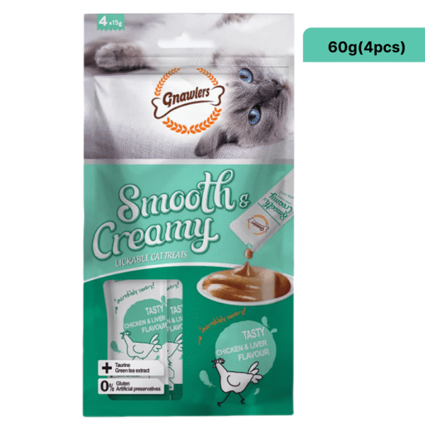 Gnawlers Chicken and Liver Flavour Creamy Cat Treats - 60g(4pcs)