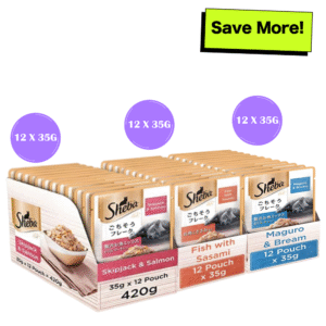 Sheba Skipjack & Salmon, Fish with Sasami and Maguro & Bream Fish Mix Premium Cat Wet Food Combo - 36x35g