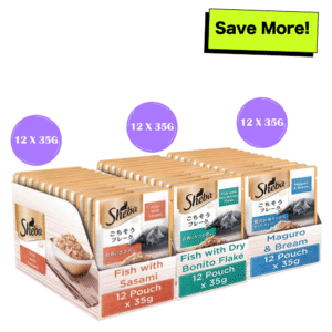 Sheba Fish with Sasami, Dry Bonito Flake and Maguro & Bream Fish Mix Premium Cat Wet Food Combo - 36x35g