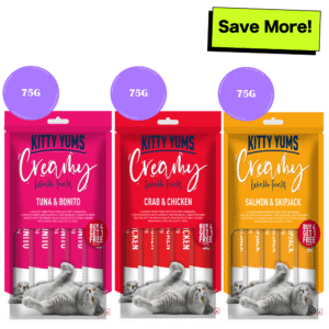 Kitty Yums Tuna & Bonito, Crab & Chicken and Salmon & Skipjack Creamy Cat Treats Combo - 75g+75g+75g