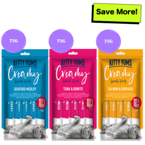 Kitty Yums Seafood Medley, Tuna & Bonito and Salmon & Skipjack Creamy Cat Treats Combo - 75g+75g+75g