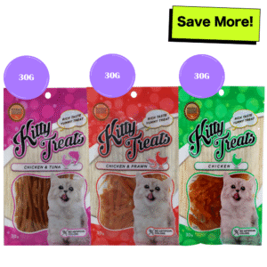 Kitty Treats Soft Chicken and Tuna, Chicken with Shrimp Flavour and Soft Chicken Jerky Sliced Cat Treats Combo - 30g+30g+30g