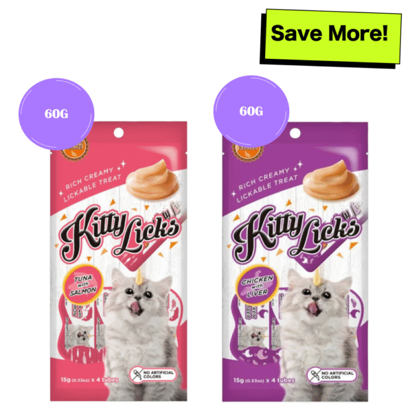 Kitty Licks Tuna Salmon and Chicken Liver Cat Treats Combo - 60g+60g
