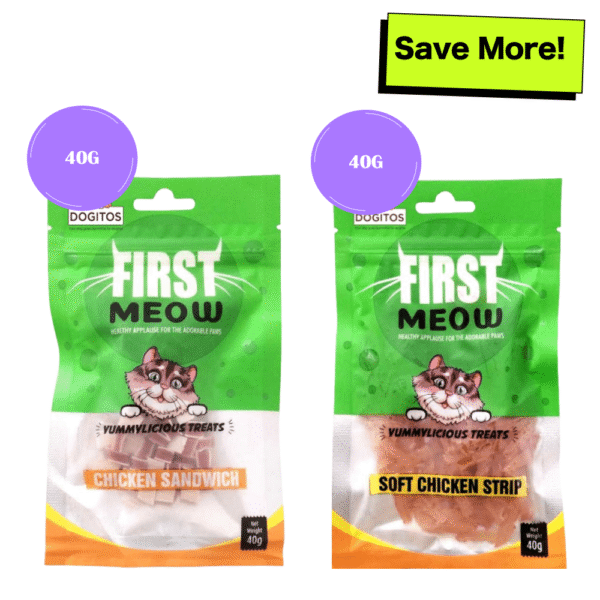 First Meow Chicken Sandwich and Chicken Strip Cat Treat Combo - 40g+40g