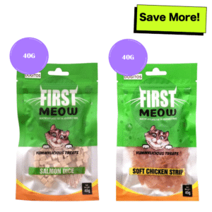 First Meow Soft Chicken Strip and Salmon Dice Cat Treat Combo - 40g+40g
