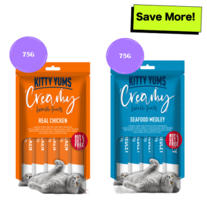 Kitty Yums Real Chicken and Seafood Medley Creamy Cat Treats Combo - 75g+75g
