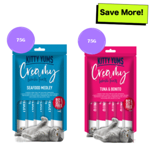 Kitty Yums Tuna & Bonito and Seafood Medley Creamy Cat Treats Combo - 75g+75g