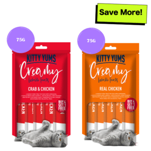 Kitty Yums Real Chicken and Crab & Chicken Creamy Cat Treats Combo - 75g+75g