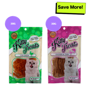 Kitty Treats Soft Chicken Jerky Sliced and Chicken & Tuna Cat Treats Combo - 30g+30g