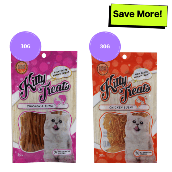 Kitty Treats Soft Chicken & Tuna and Chicken Sushi Cat Treats Combo - 30g+30g