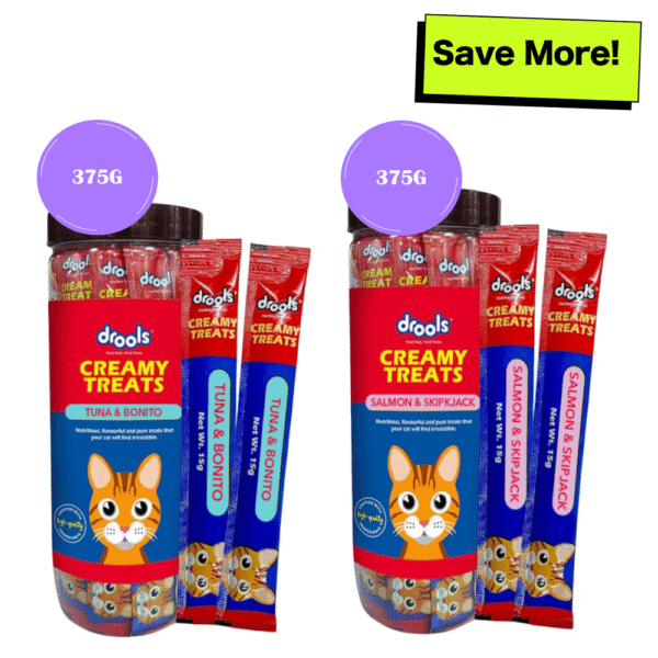 Drools Tuna & Bunito and Salmon & Skipjack Creamy Cat Treats Combo - 375g+375g