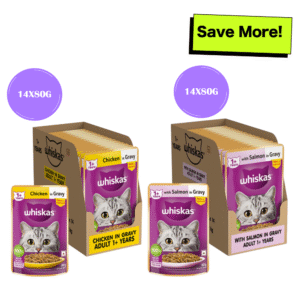 Whiskas Salmon in Gravy Meal and Chicken Gravy Adult Cat Wet Food Combo - 112x80g